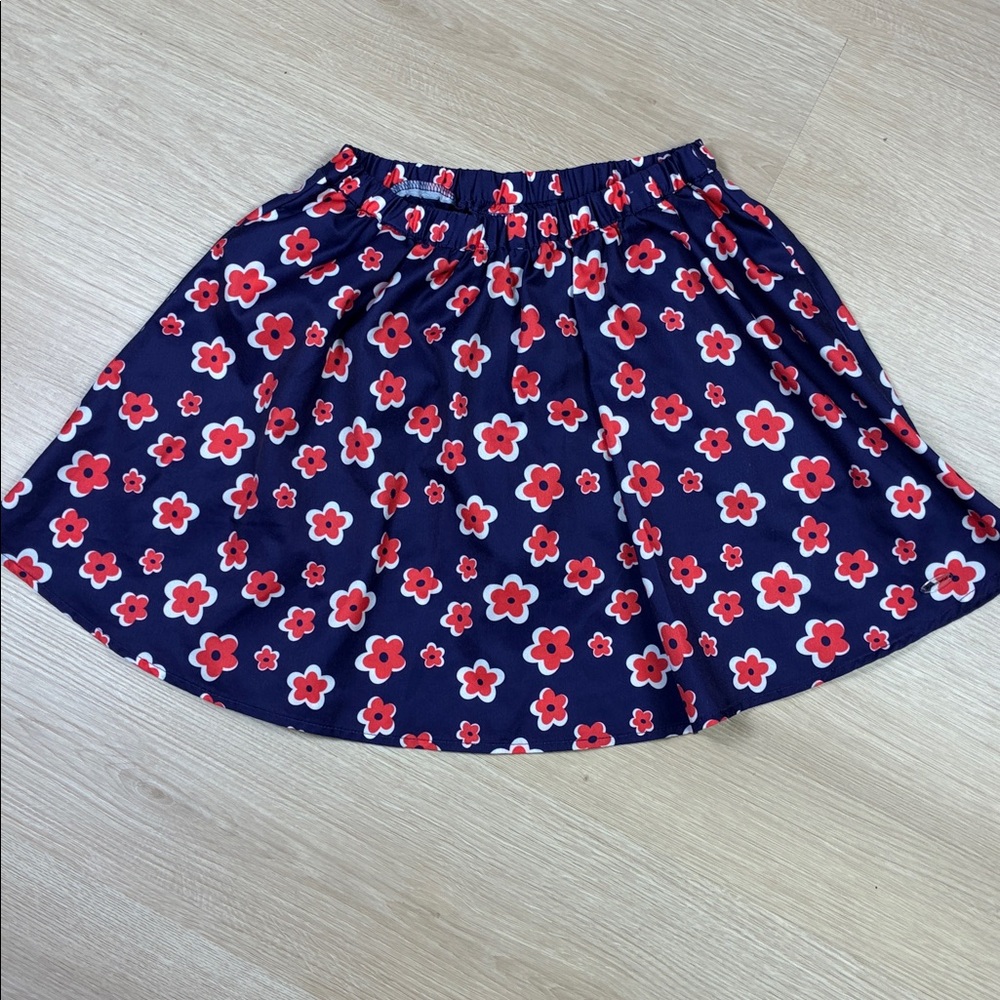 American Girl Navy Skort with Red and White Floral Design M 10/12
